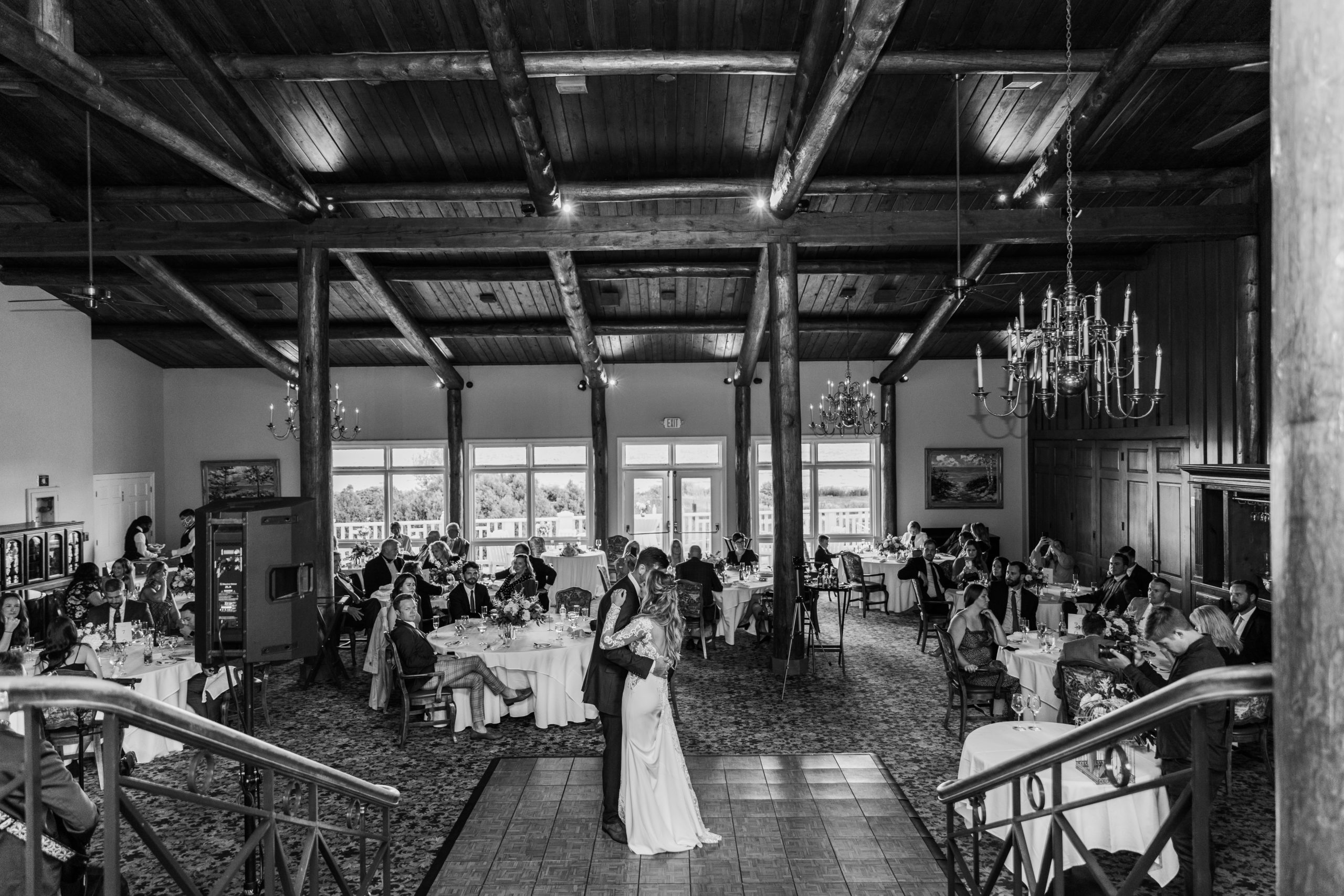bride and groom dancing at Mackinac Island banquet room reception