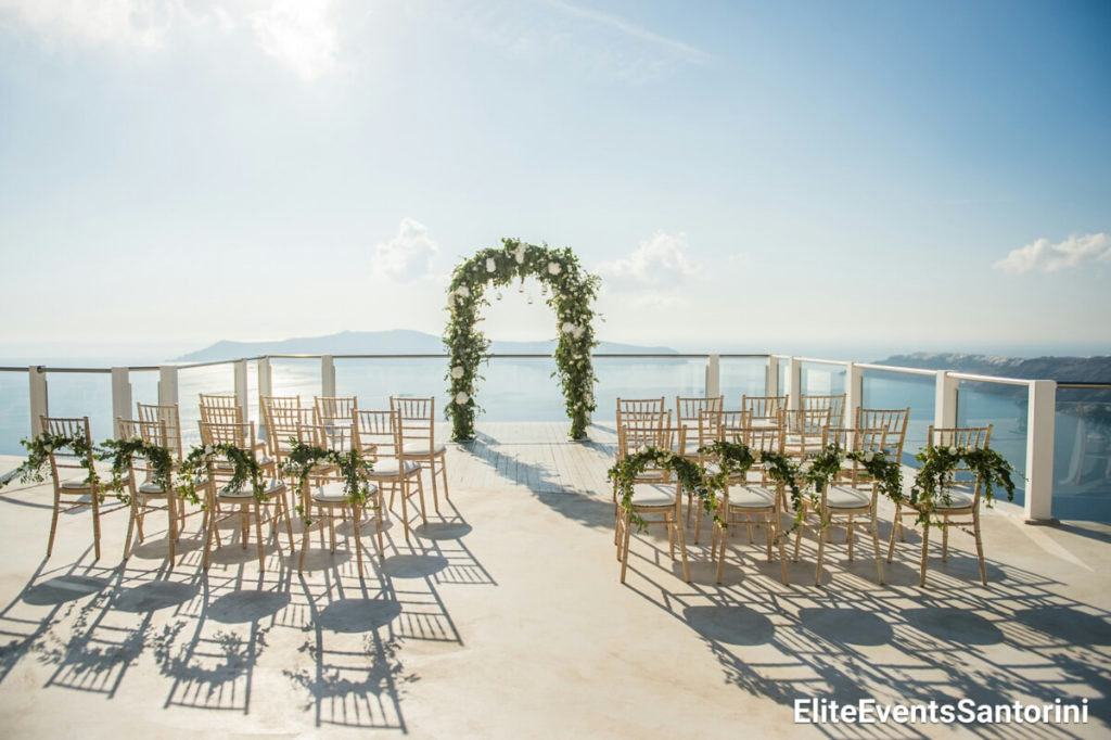 Rocabella Hotel wedding venue in Santorini overlooking caldera