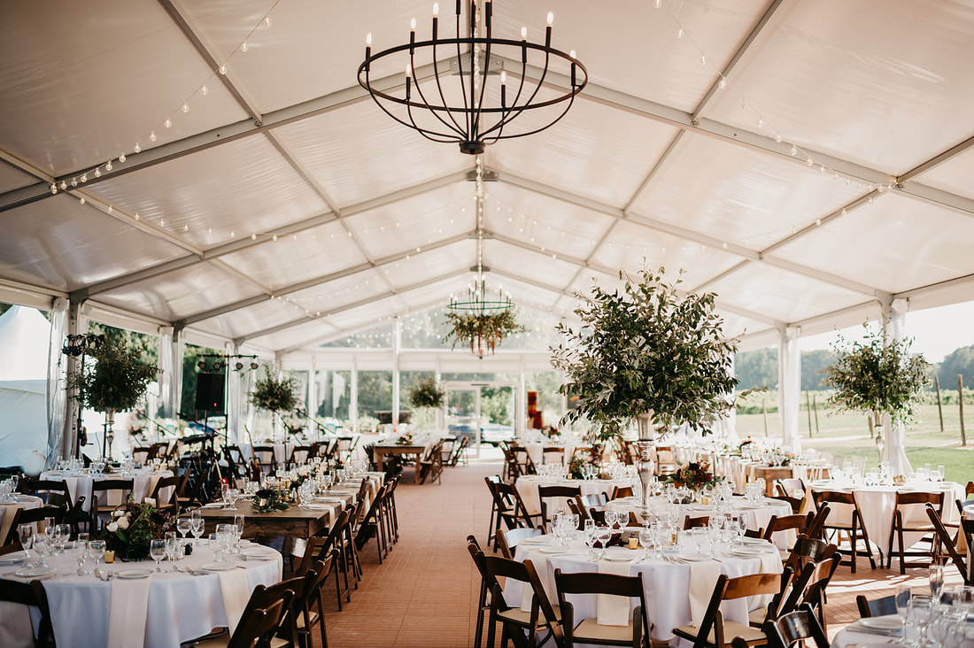 wedding reception under tent at Tabor Hill estate winery venue