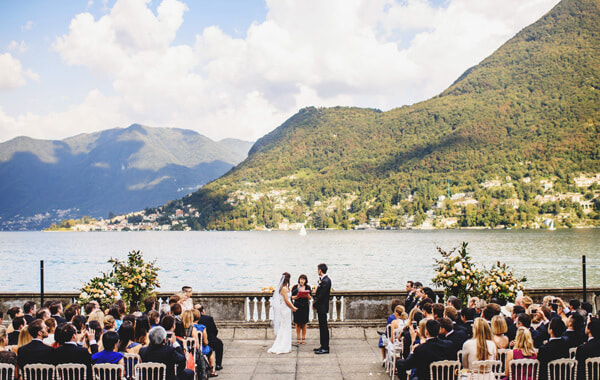 Lake Como wedding ceremony at villa pizzo