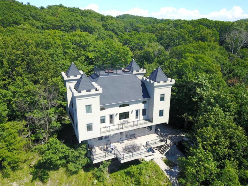 Castle Airbnb in Michigan on the beach