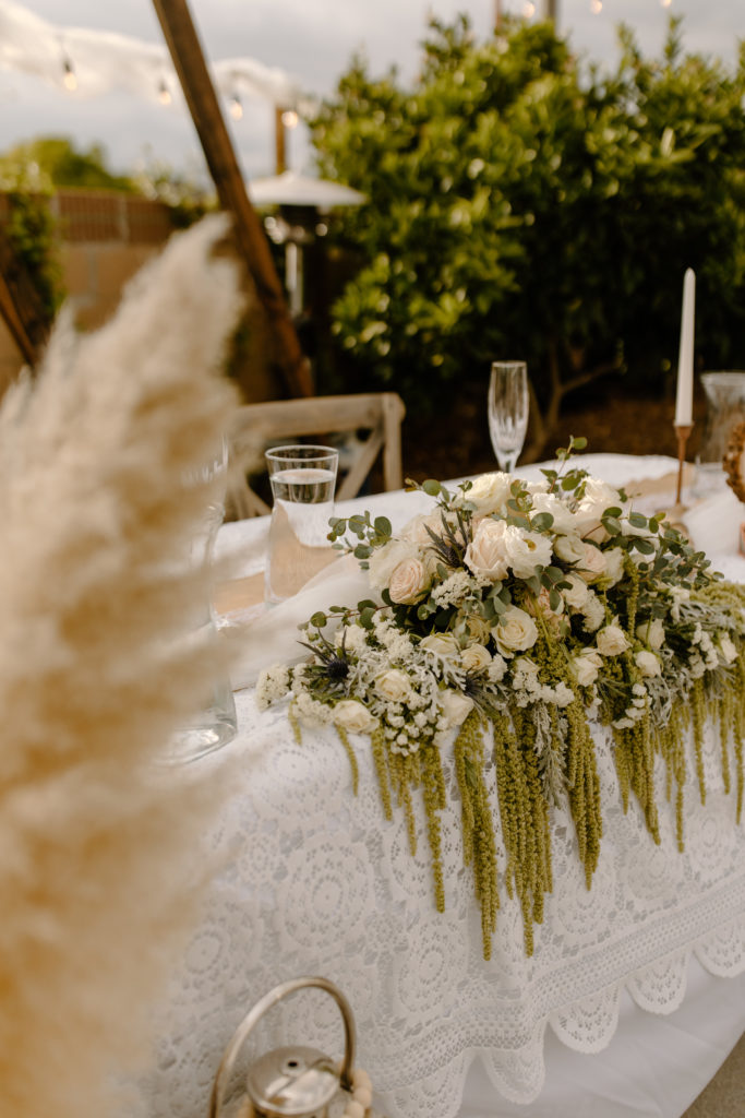 Simple Boho Pampas Grass Wedding Table Centerpiece Florals