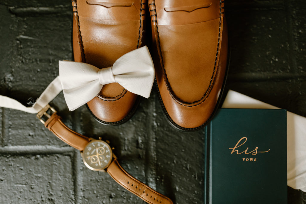 Groom Wedding Day Shoes Mens Vow Book Bow Tie Groom Attire Detail Photos