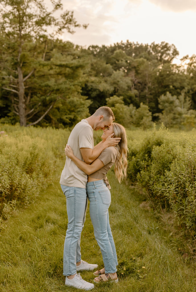 Michigan Summer Engagement Photos in a Field
