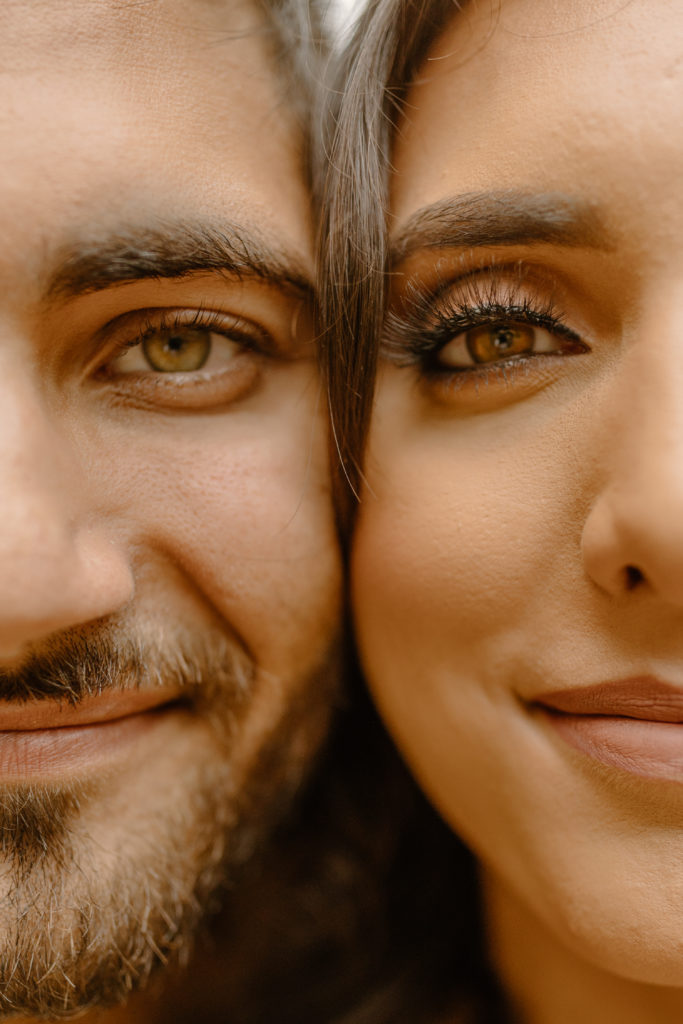 Couple with Amber Eyes Engagement Photos Unique Close Up