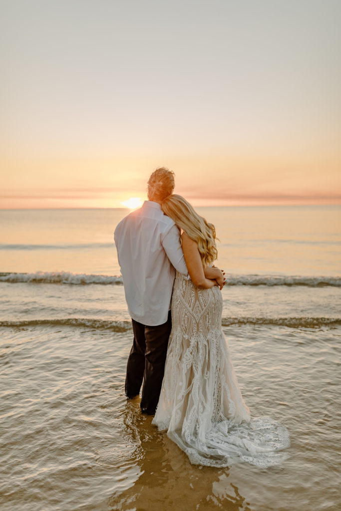 Lake Michigan Sunset Wedding Photos