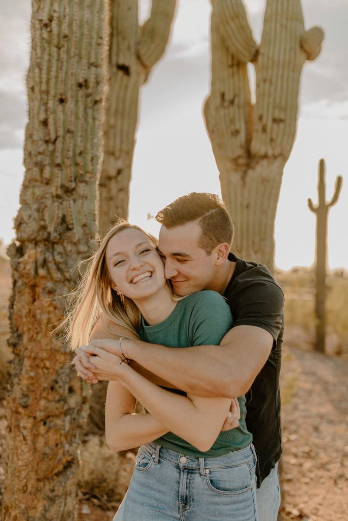 Phoenix Arizona engagement photos with cactus