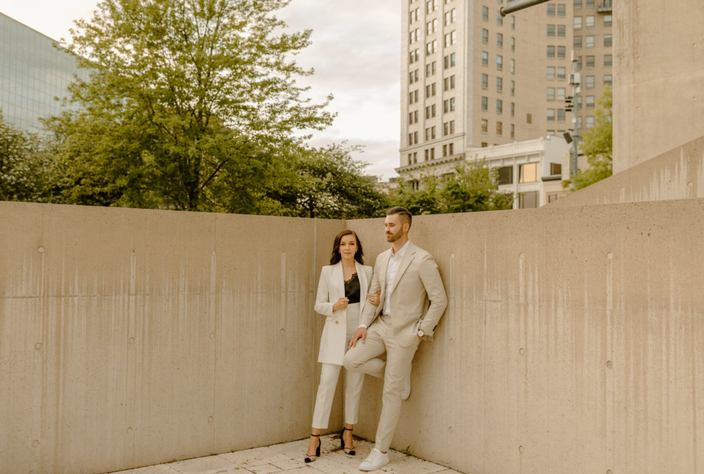 Grand Rapids Michigan Engagement Photos Downtown Outfits