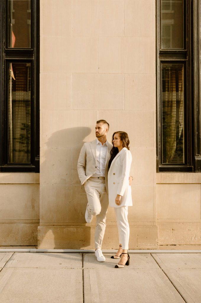 City Engagement Photo Inspiration White Blazer Outfit