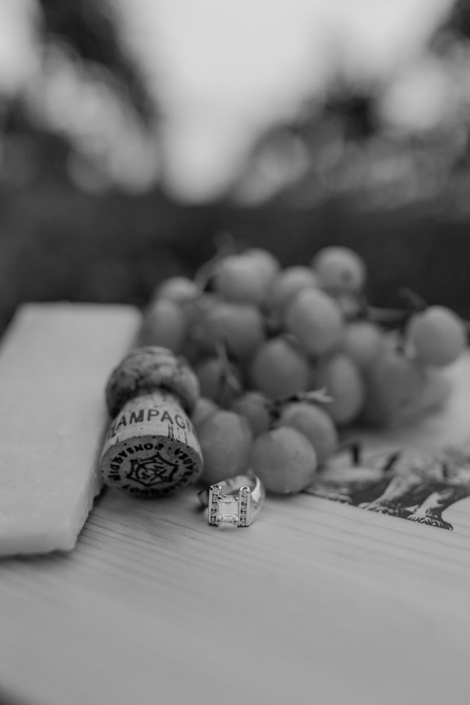 Engagement Photos with Champagne at Winery