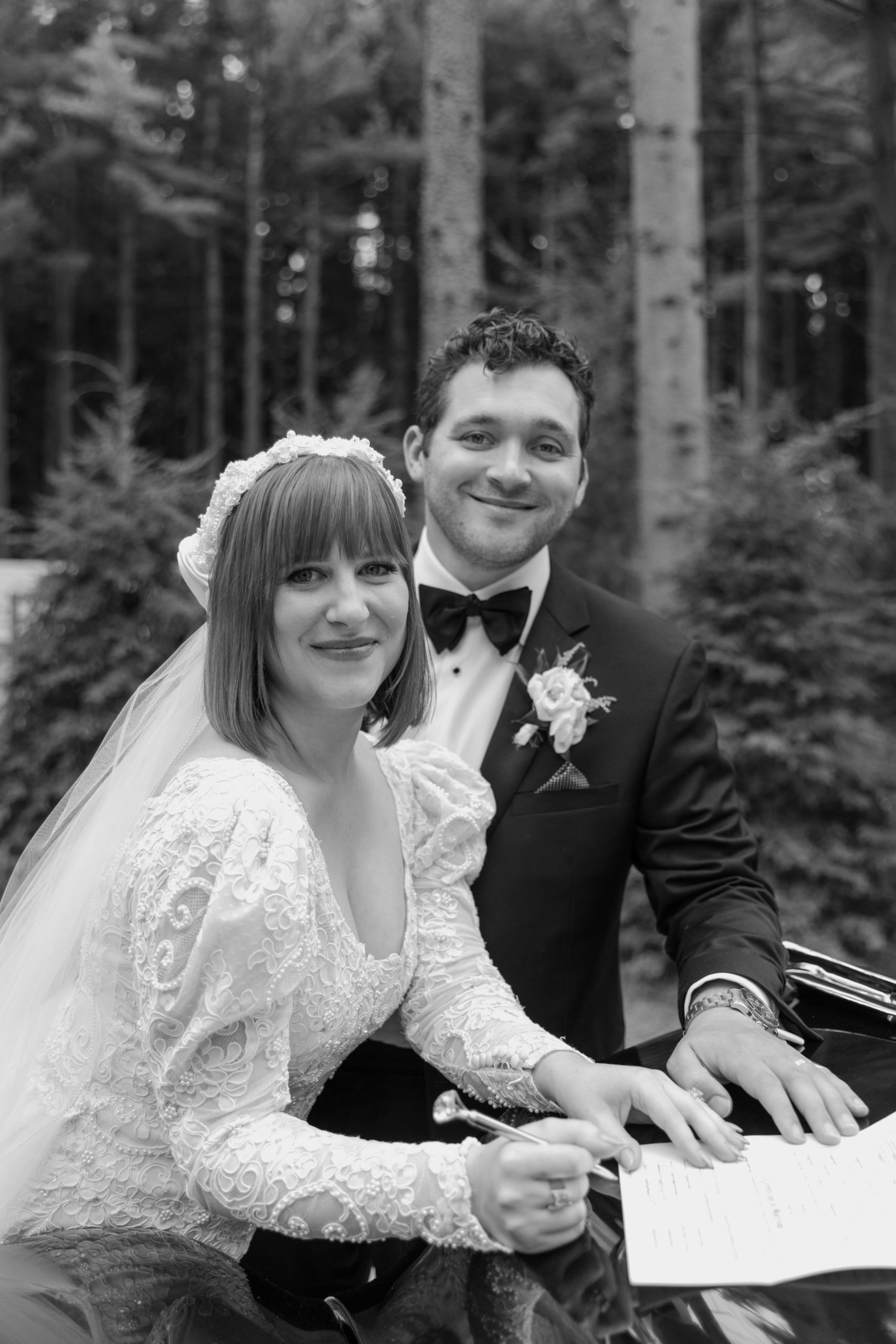 Black and White Timeless Wedding Photos Bride and Groom
