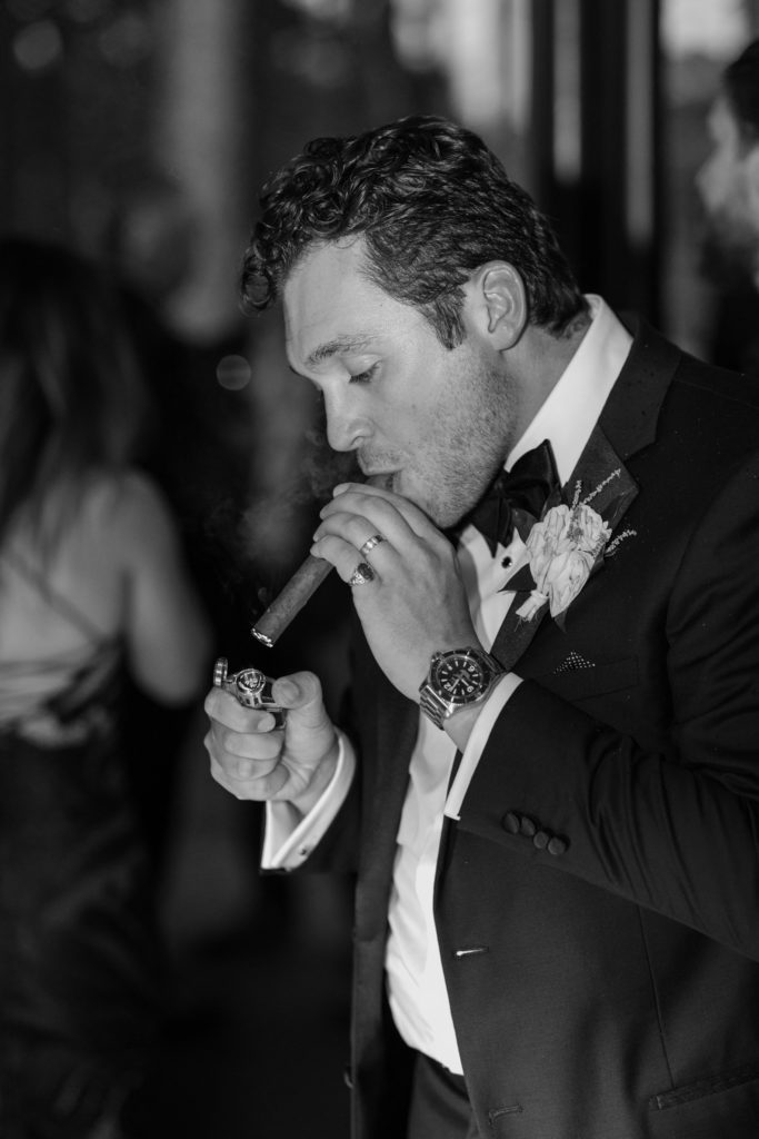 Wedding Reception Photos Groom Cigar