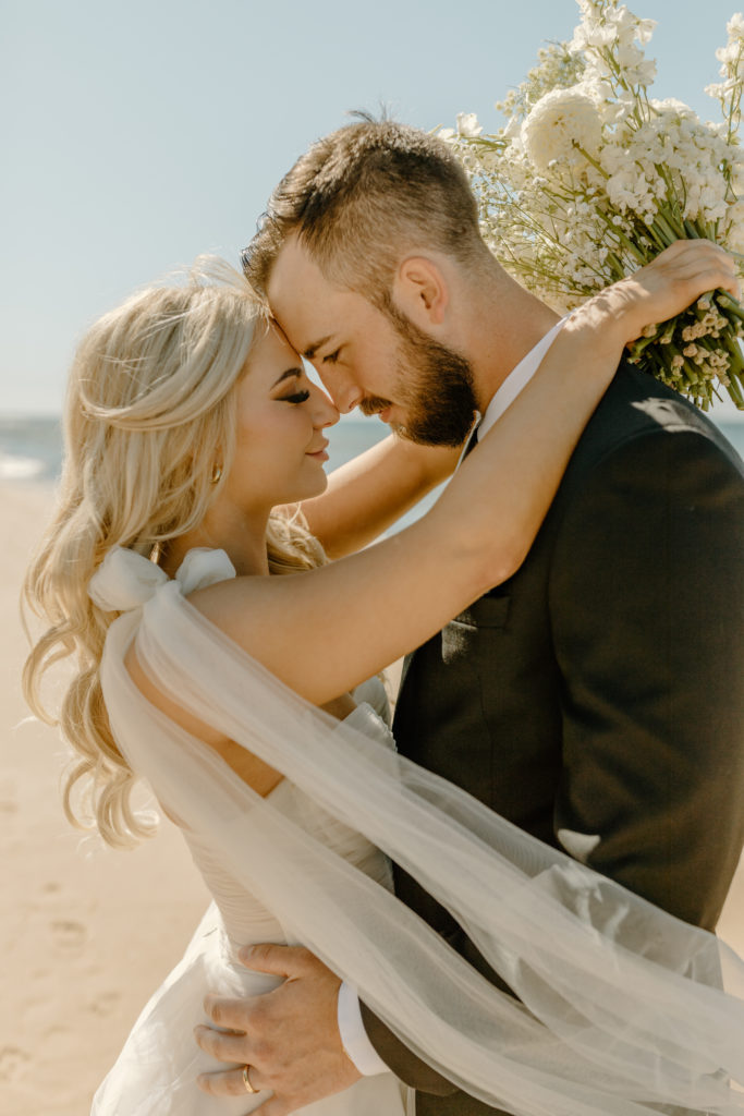 Bride and Groom Lake Michigan Beach Wedding Photos