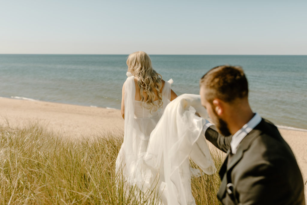 Lake Michigan Bride and Groom Wedding Photos