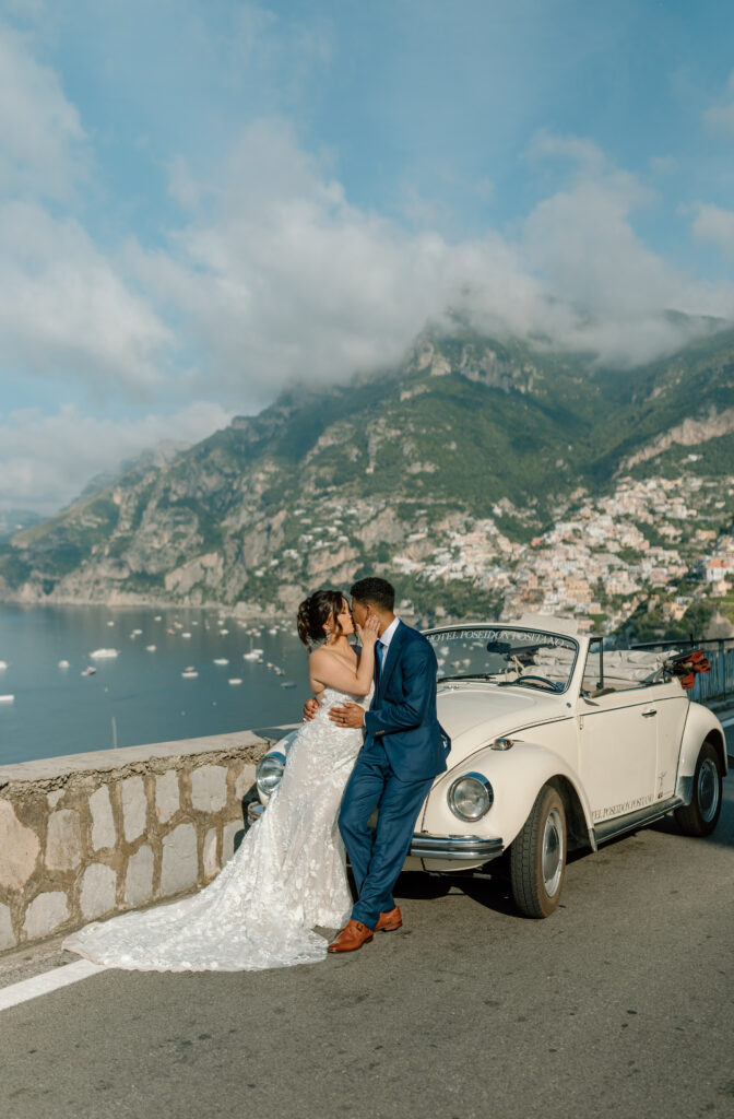 Amalfi Coast Italy wedding vintage convertible car photos