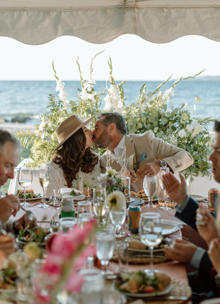 Wedding dinner reception photos on the beach