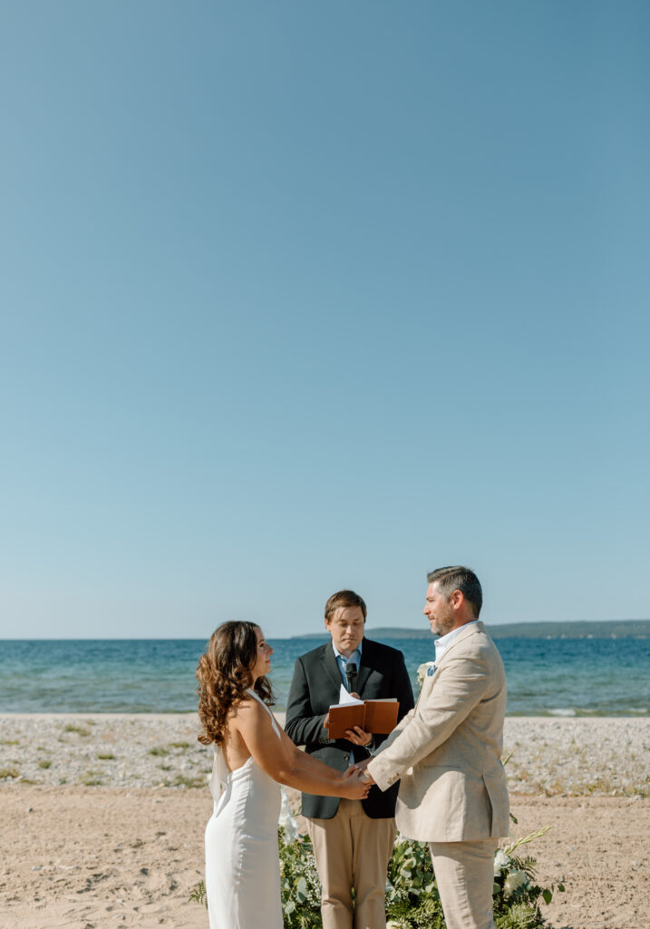 Michigan beach wedding ceremony