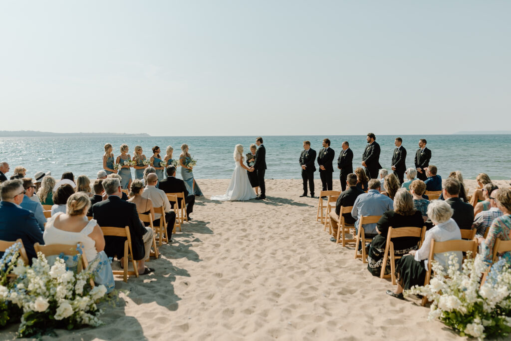 Northern Michigan beach wedding ceremony