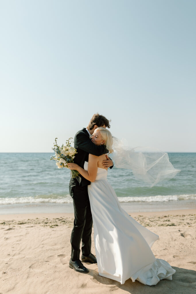 Leland Michigan wedding photographer beach wedding photos