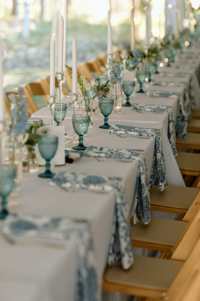 Summer wedding reception flowers reception tables linens