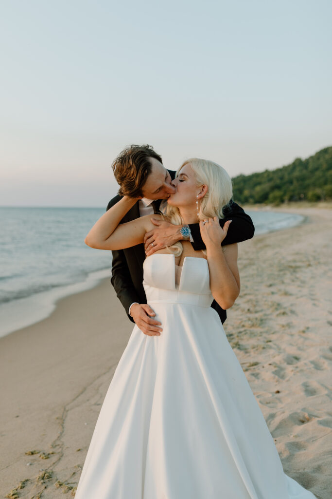 Michigan wedding photographer beach sunset wedding photos
