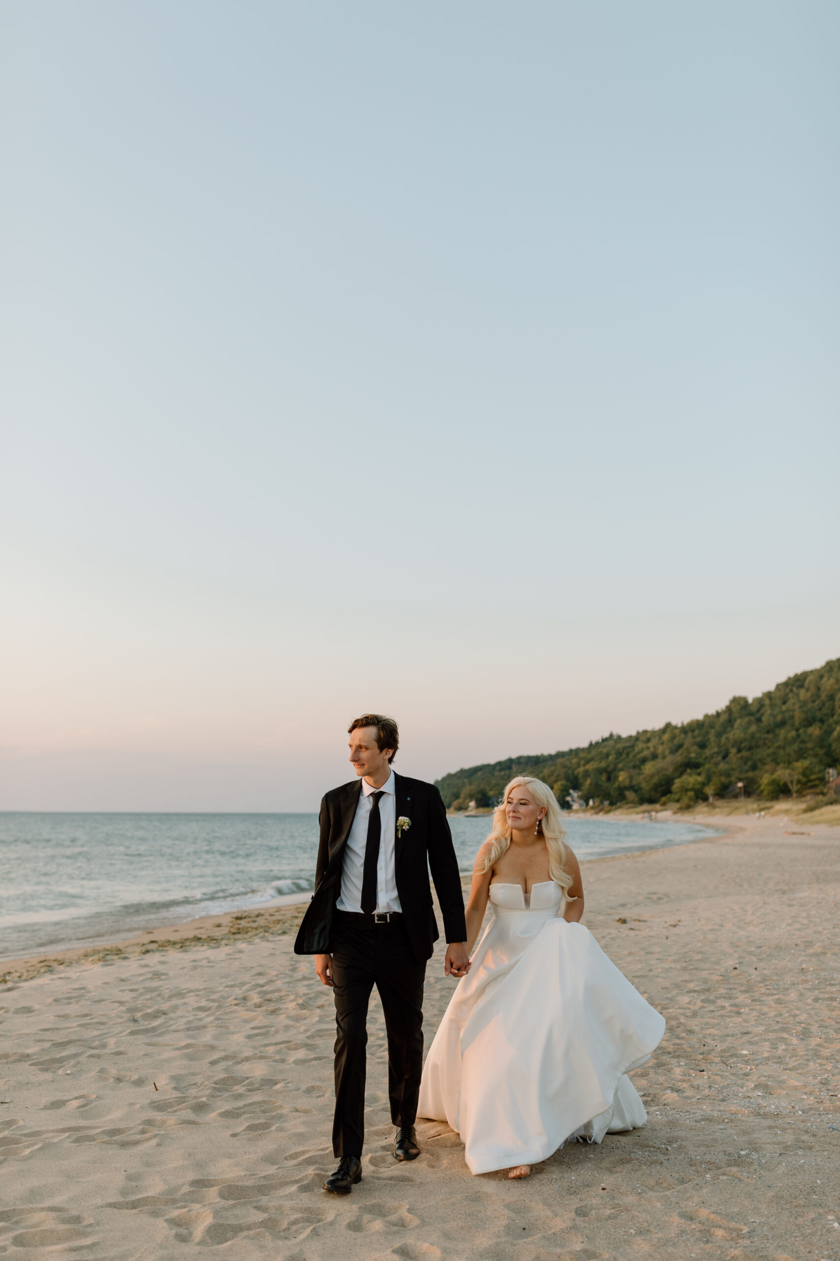 Traverse City Michigan sunset beach wedding photos